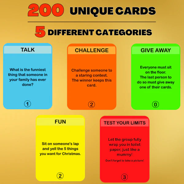 Family Fun Game - 200 Fun Dares and Questions for Kids & Adults | Ultimate Game Night & Party Laughs